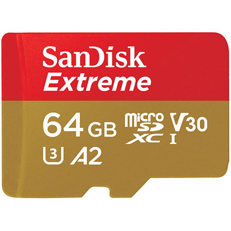 Sandisk Extreme 64GB Micro SDXC A2 UHS-1 U3 Class 10 V30 Card, 160MB/s, 1067x