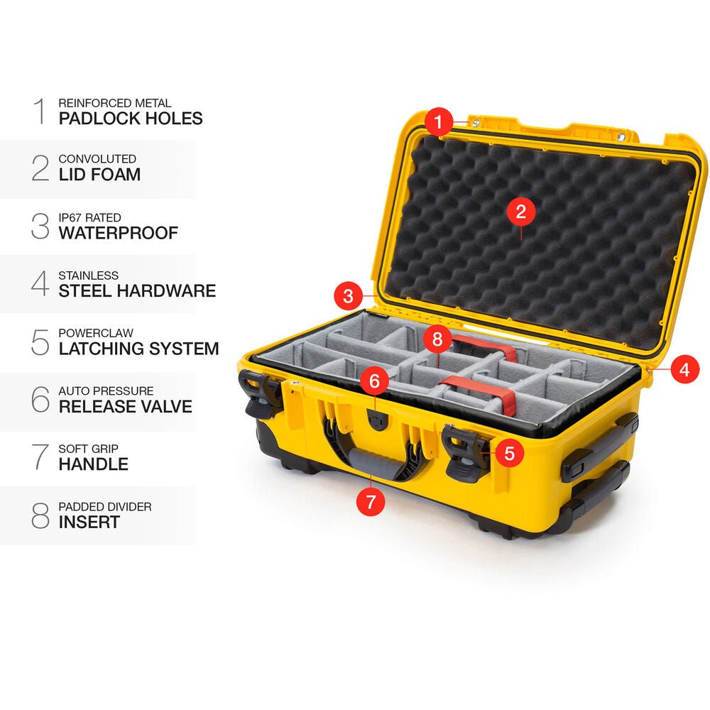 Nanuk 935 Rolling Case w/ Padded Dividers (Yellow)