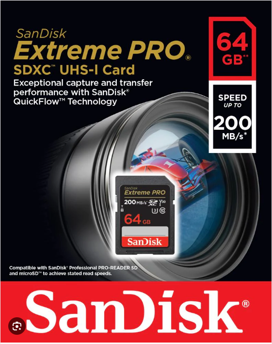 SanDisk Extreme PRO 64GB UHS-I SDXC 200mb/s Memory Card