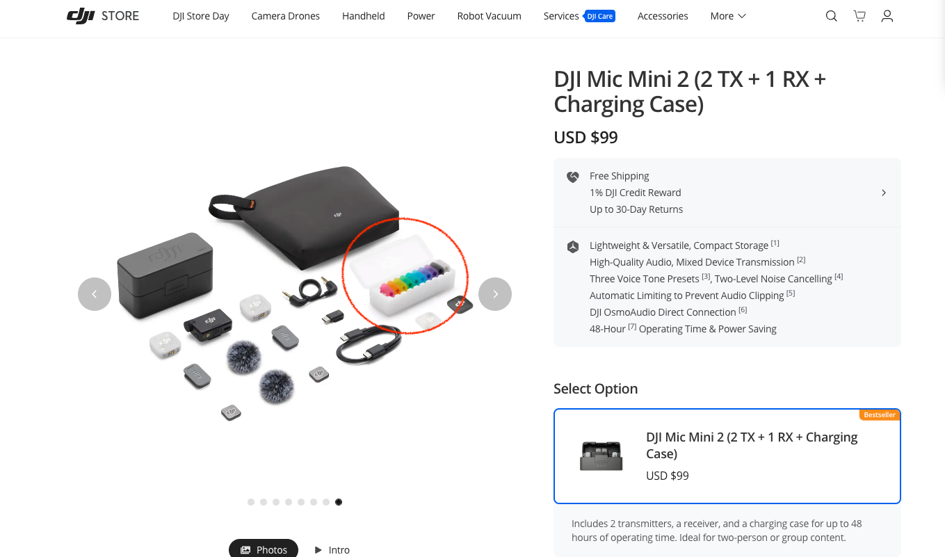 DJI Mic Mini 2 (2 TX + 1 RX + Charging Case