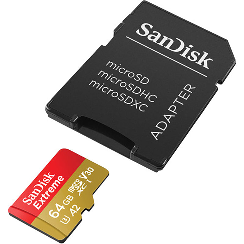 Sandisk Extreme 64GB Micro SDXC A2 UHS-1 U3 Class 10 V30 Card, 160MB/s, 1067x